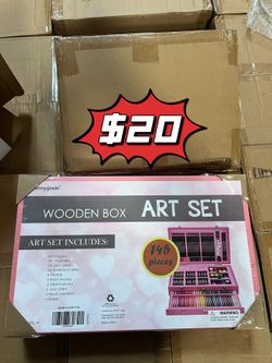 ❤️$20❤️ Sunnyglade 145 Piece Deluxe Art Set, Wooden Art Box & Drawing Kit with Crayons, Oil Pastels, Colored Pencils, Watercolor Cakes, Sketch Pencils