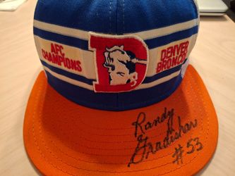 Randy Gradushar Denver Broncos Autographed Hat And Art Print