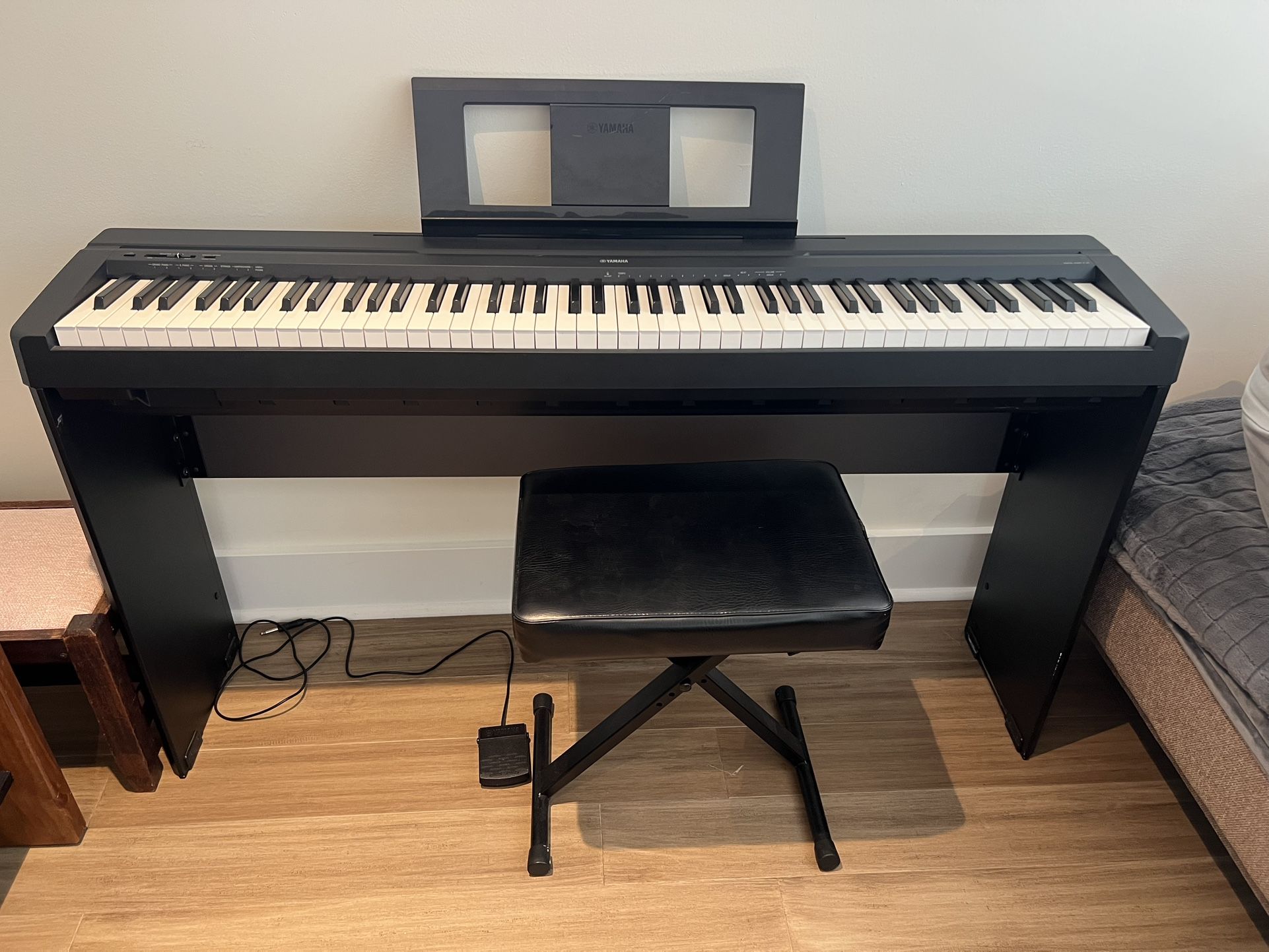 Yamaha P-45 Digital Piano – Weighted 88-Key + Stand, Bench, Pedal