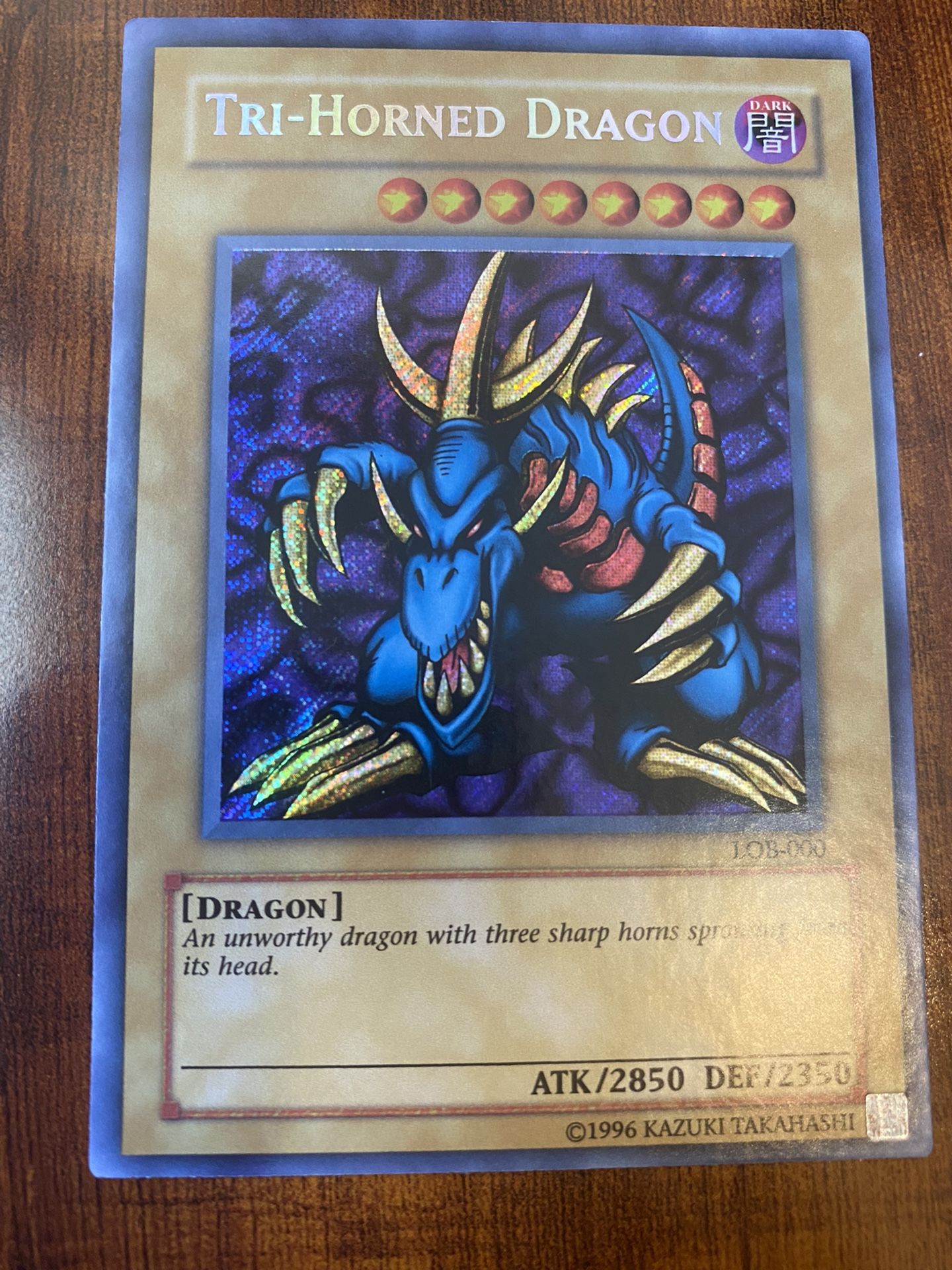 Yugioh Tri Horned Dragon LOB 000 Secret Rare NM