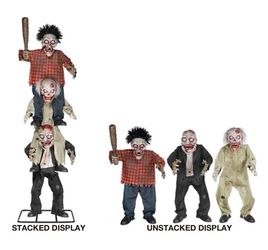 Halloween 7.5'FT Zombie Stack Trio Animatronics NEW