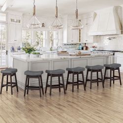 6X Dark Gray 24” Faux Leather Barstools 