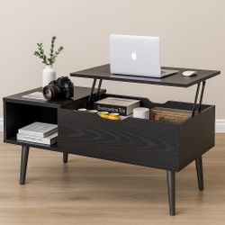 Coffee Table For Living Room 39.37"x19.7" Desk Tea Wood/ Storage Shelf Easy/Lift Or Lower