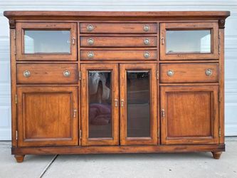 Large Heavy Hard Wood Dresser Cabinet