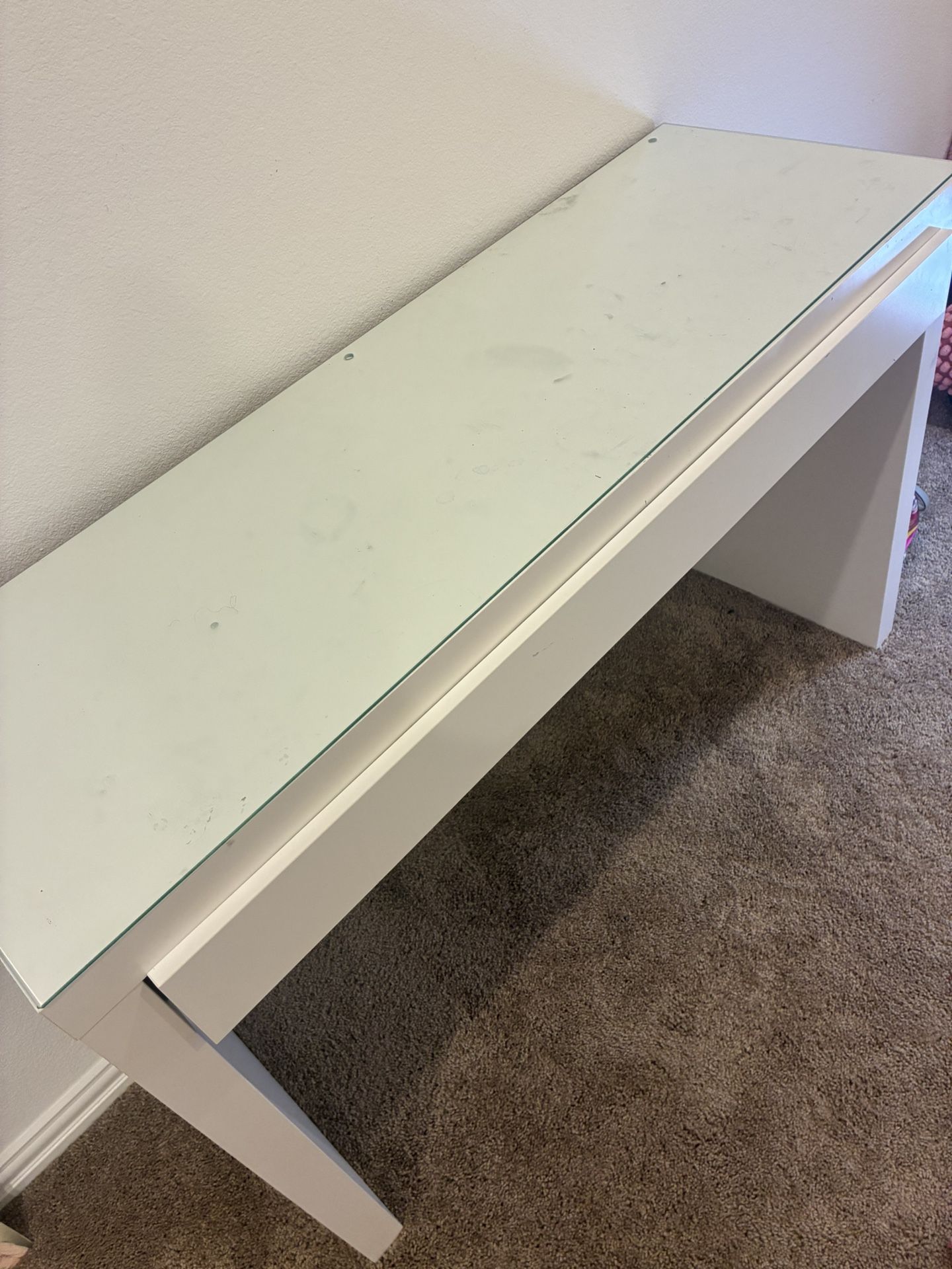 White Desk With Glass Top