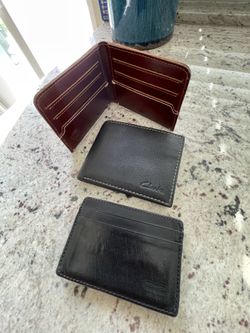 Leather wallets , money clip