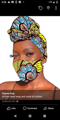 African head wrap and face mask