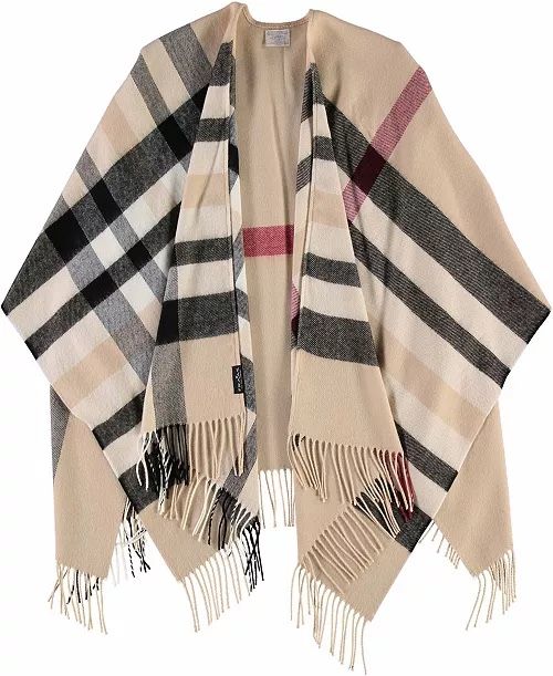 Women's Fraas Plaid Ruana Wrap with Fringe-Trim