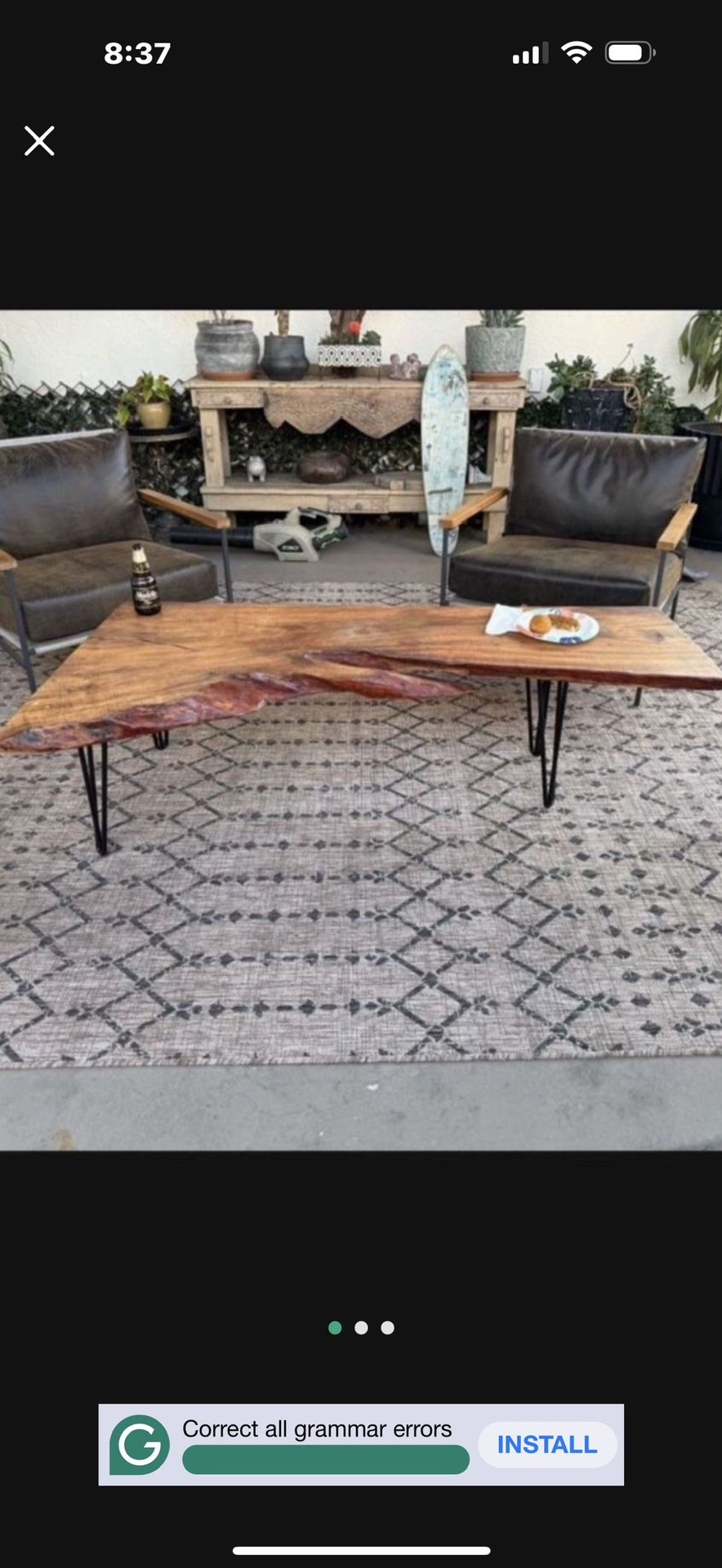 5ft Slab Coffee Table  225$