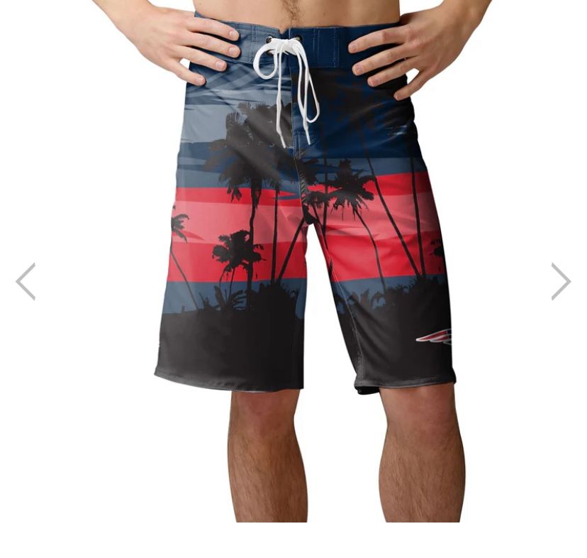 NEW! FOCO Patriots NFL Men's Team Logo Sunset Swim Boardshorts XL