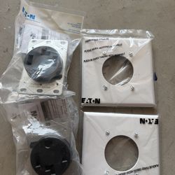 NEW 240V Dryer / Range Outlets + Wall Plates (Eaton)