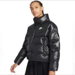 WOMENS XL NIKE PUFFER JACKET COAT BLACK DOWN