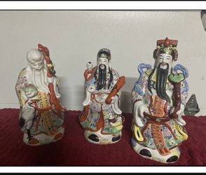 Lot Of 3 Vintage Antiques Casting Porcelain Famous Chinese Statues 