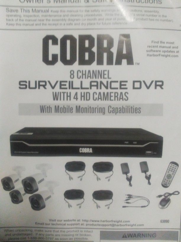 Cobra Surveillance DVR 8 Channel With 4 HD Cameras