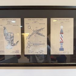 Framed And Matted Photo Of barber Patents