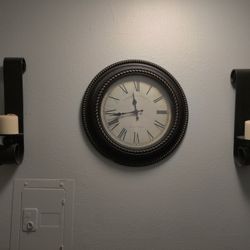 Clock With Candle Holders