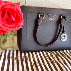 Henri Bendel Brown Saffiano Leather Tote Bag New without tags