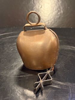 Vintage Brass Metal Cow Bell 5” Rustic Farmhouse