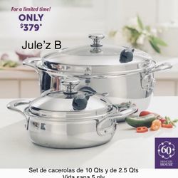 Princess House Set De Cacerolas De 10 Qts Y De 2.5 Qts Vida Sana 5 Ply Nuevas En Sus Cajas 