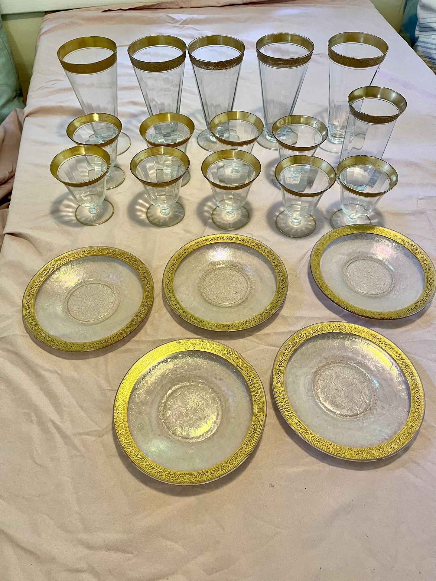 Gold Rimmed Vintage Glassware Set