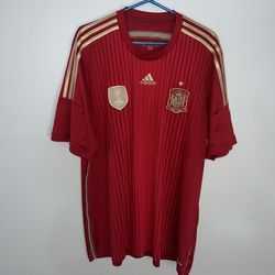 Spain National Team Jersey Mens XXL Red Adidas 2014 2015 Futbol World Cup