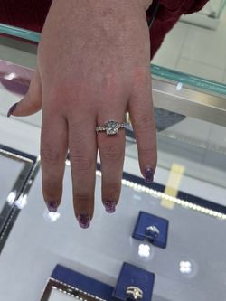 14K white gold 3.41CTS lab grown diamond ring cushion brilliant cut size 8