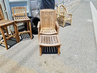 TEAKWOOD RECLINER CHAIR WITH OTTOMAN