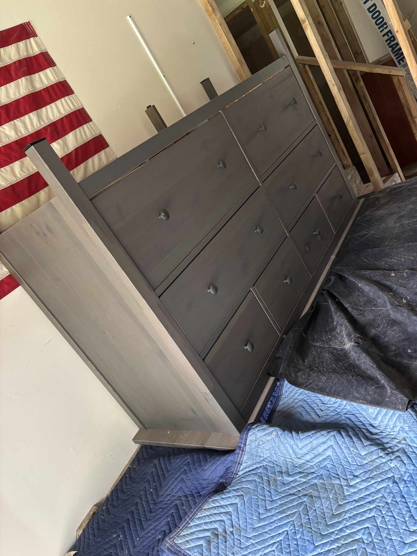 Modern Grey 9 Drawer Dresser