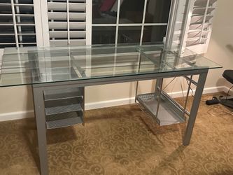 Glass Top Metal Frame Desk