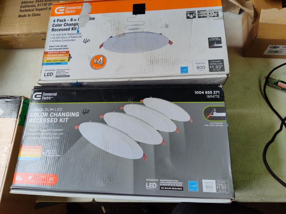 Commercial Electric 4 Pack 6" Color Selectable Led Recessed Lights, Multiple Packs Available