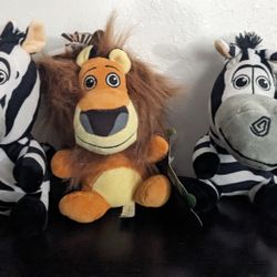 3 Madagascar Movie Plush Stuffed Animals 7 Inches