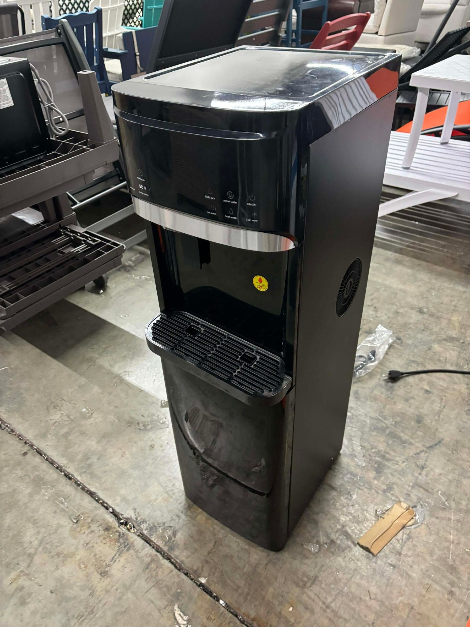 3 in 1 Hot and Cold Water Dispenser with Ice Maker Bottom Load for 3 or 5 Gallon Bottle 22lbs Daily Capacity Bullet-Shaped Ice, Black