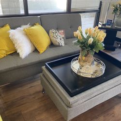 Gray Futon & Ottoman