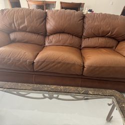 Triple-Seat Leather Sofa