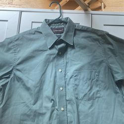 Mens Short Sleeve Dress Shirt Size Large 