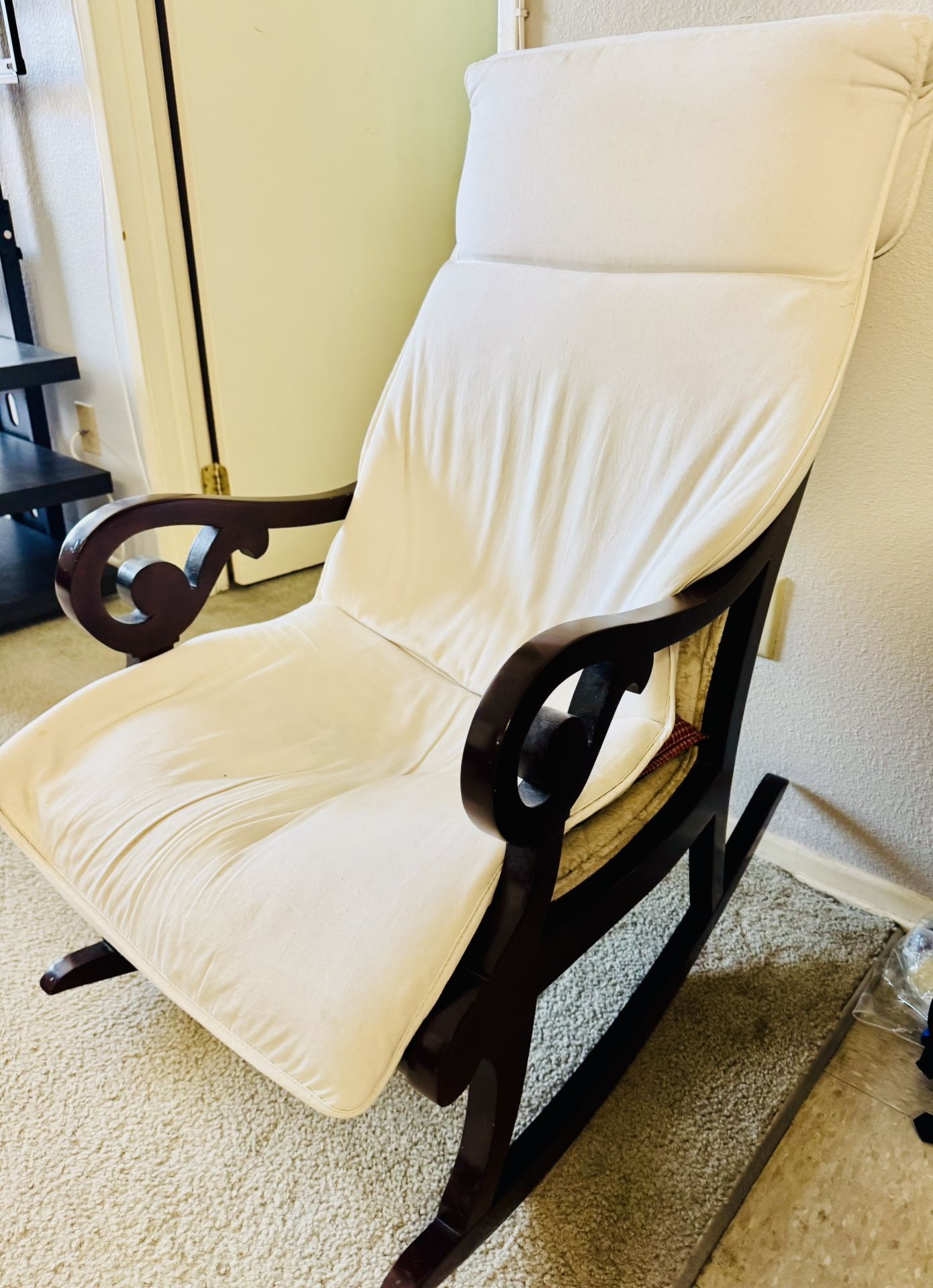 Fritto Wooden Rocking Chair Plush Upholstery Classic Design