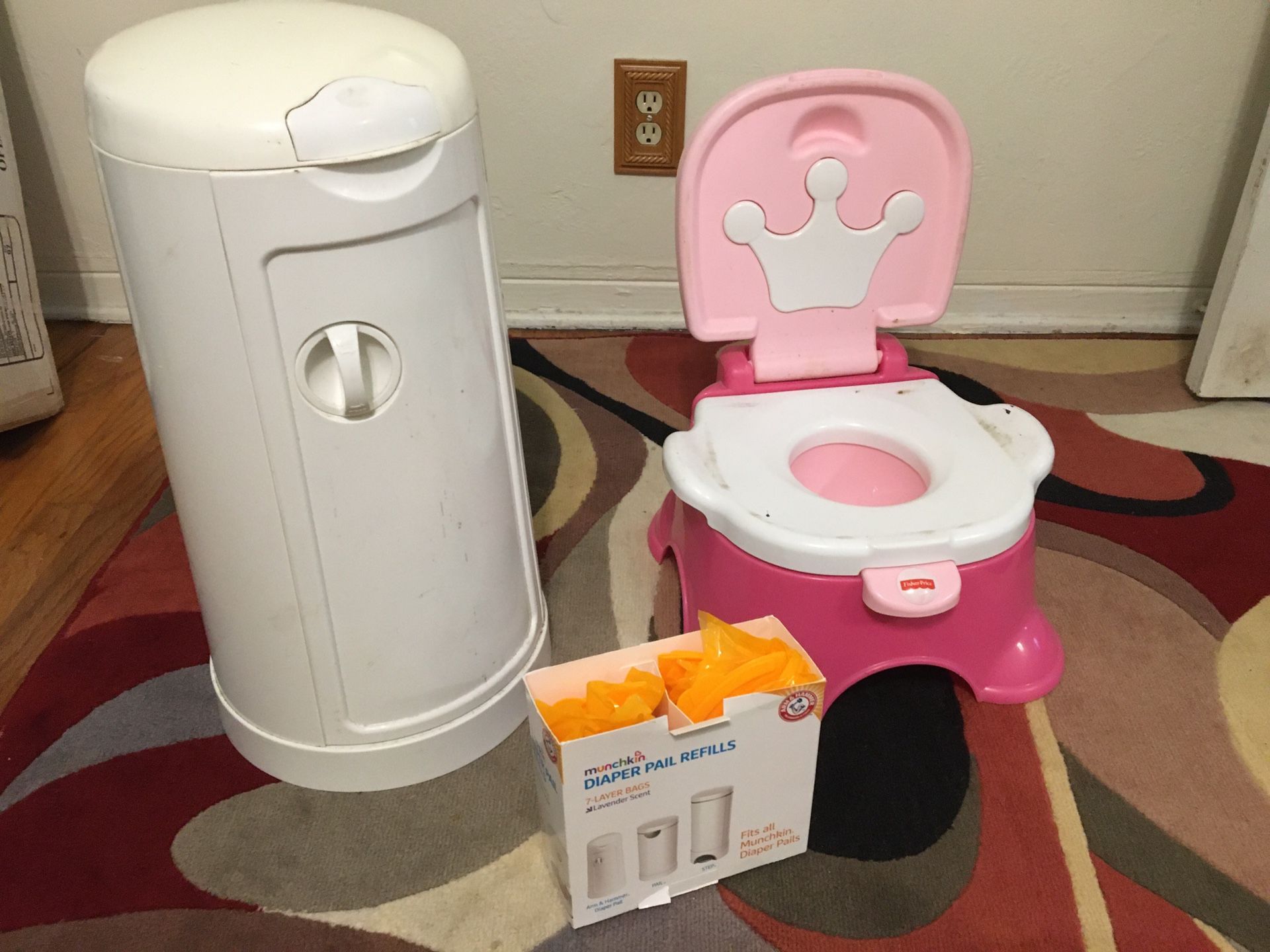 Training potty and Diaper pail with extra bags