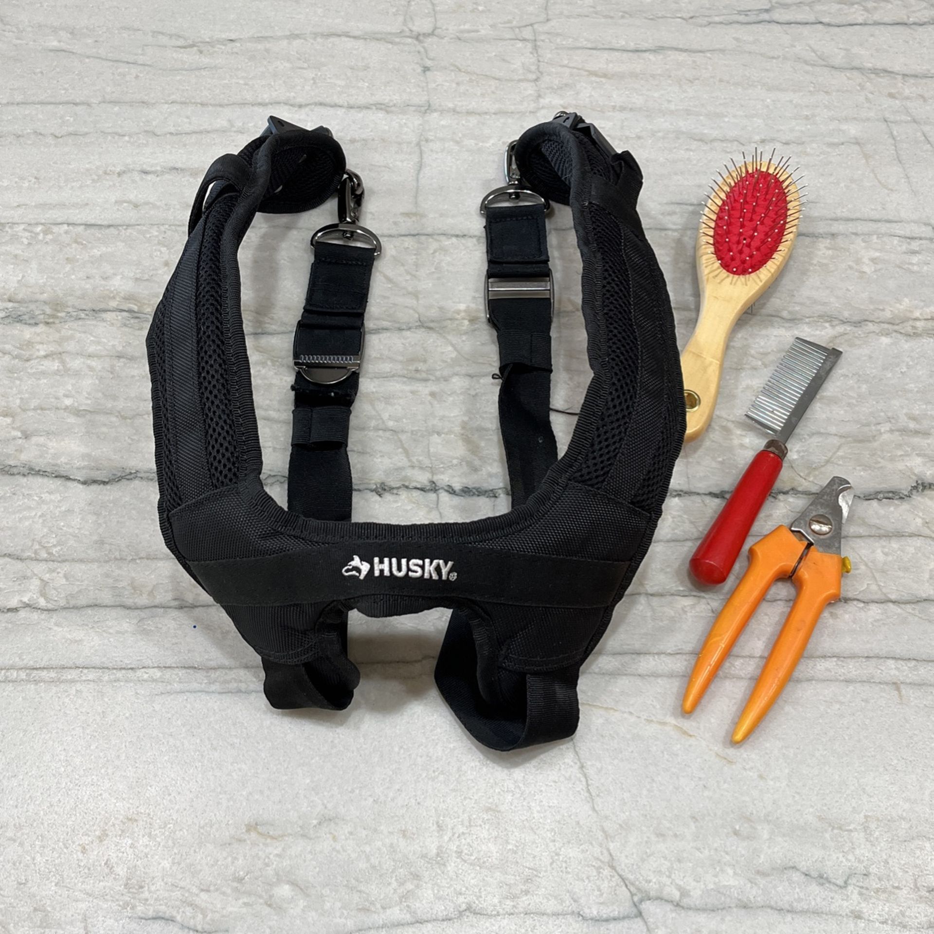 Husky Dog Harness & Grooming Set - 4 Pieces Total
