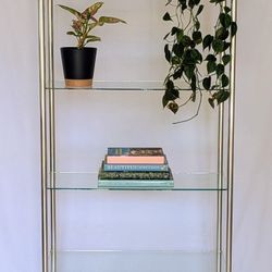 Milo Baughman–Style Chrome & Brass Étagère