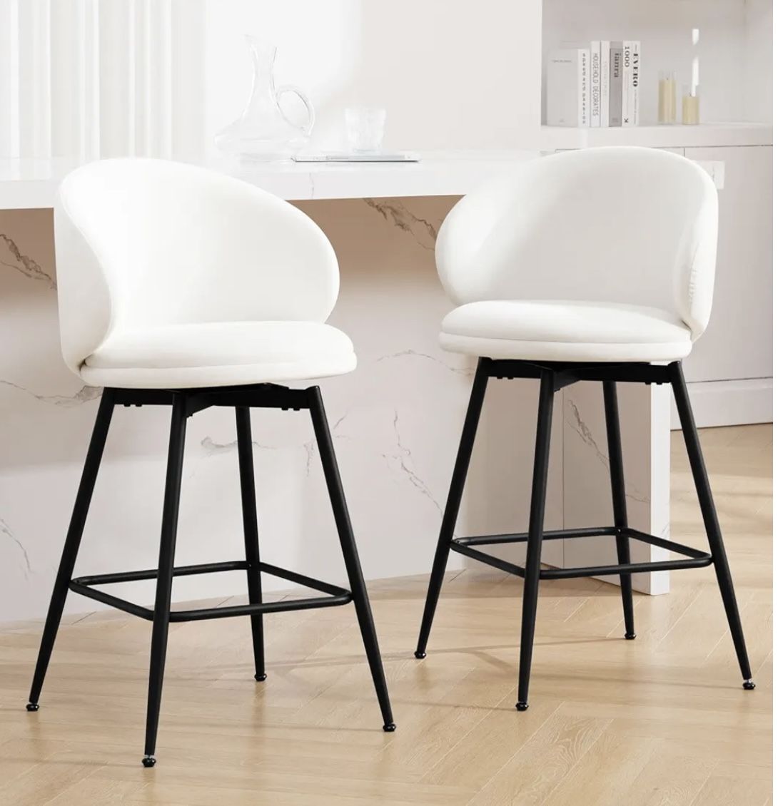 26" Counter Height Swivel Bar Stools with Back, Set of 4,