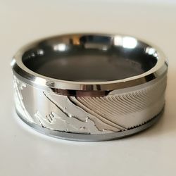 Tungsten Carbide Damascus Pattern Men's Wedding Band Size 10