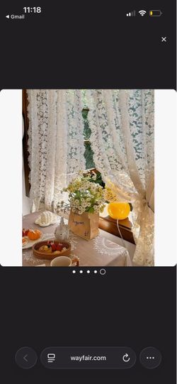 Brand new never used!!!! 51” x 51” Panels French Curtains Lace Gauze for Living Room Cream Retro Wavy Edge Bedroom Bay Window Girl Embroidery Curtain 