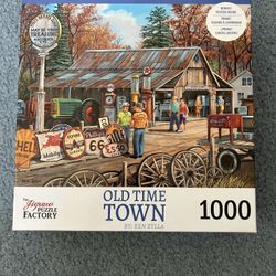 Jigsaw Puzzle Factory: “OLD TIME TOWN” Series -“Signs Of The Times,” 1,000 Pieces, NEW