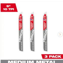 Milwaukee
9 in. 10 TPI The TORCH with Carbide Teeth Metal Cutting Sawzall Reciprocating Saw Blade (3-Pack)