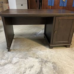 Solid Wood Desk With Cupboard, Dark Walnut Stain, Great Student Desk