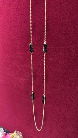 Kate Spade Gold Chain Necklace with Black Bow Accents