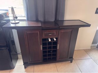 Modern Dark Wood Bar Cabinet / Wine Storage - Great Condition