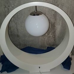 Vintage Modeline lamp, white, round with globe