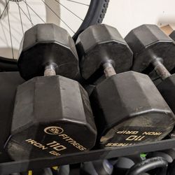 Set 110lb Dumbbells Rubber Coated