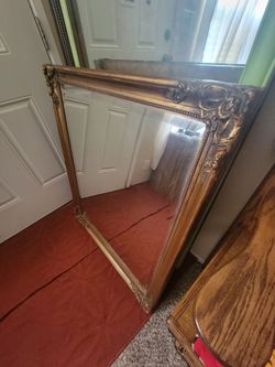 Large Vintage Ornate Gold Mirror – Baroque / French Provincial Style